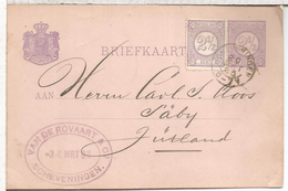 HOLANDA ENTERO POSTAL SCHEVENINGEN A JUTLAND 1885 - Lettres & Documents