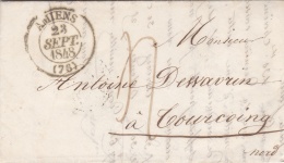 FRANCE  :  LaC  Pour Tourcoing Taxée 4 CaD  D'Amiens (76) Du 23 09 1848 - 1801-1848: Voorlopers XIX