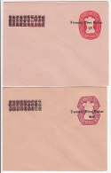 2 Diff., Motiff. 20p+20p Express Delivery Surcharged 25p (Rajastan Circle) Unused Postal Stationery Envelope Cover India - Covers