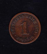 COINS ALLEMAGNE KM 1, VF, 1874 F, 1pf.   (DP179) - 1 Pfennig