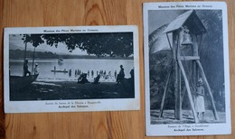 Archipel Des Salomon - Sonneur De Village à Guadalcanar & Arrivée Du Bateau De La Mission à Bougainville - (n°7424) - Solomon Islands