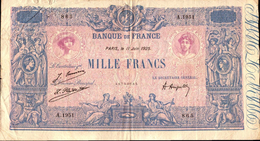 FRANCE 1000 FRANCS Du 11-6-1925 Bleu Et Rose  Pick 87j  F 36/41 - 1 000 F 1889-1926 ''Bleu Et Rose''