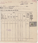 JAIPUR State  Silver Jubilee  3a  Overprinted Revenue  On  Document   #  93933  Inde Indien Inde  Fiscaux Fiscals - Jaipur