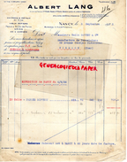 54 - NANCY - FACTURE ALBERT LANG- 51 RUE DE PHALSBOURG- CHIFFONS METAUX- VIEUX PAPIERS PEAUX SOIES DE PORC-1928 - 1900 – 1949