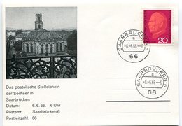 VR 74 Sarre Saar Carte Postale Oblitération Saarbrucken 6 Du 6.6.66 à 6 H Circonscription 66 - Cartas & Documentos