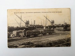 CPA 33 BLAYE : Les Nouveaux Appontements, Déchargement D' Un Navire Charbonnier, Train, En 1923 - Blaye