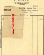 87 - LIMOGES - FACTURE MALINVAUD - IMPRIMERIE GRAVURE -20 RUE FRANCOIS CHENIEUX-1952 - Altri & Non Classificati