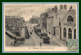 CPA Vierzon Place De La République Train Voy 1906 BE - Vierzon