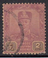 2c Purple & Sepia 1924, Johore Used, Multi Script, 1922 - 1940 Series, Malaya - Johore