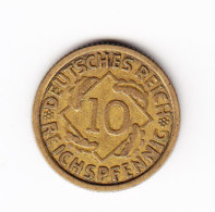 ALLEMAGNE, WEIMAR, KM 40, XF, 1925G, 10p. (B308) - 10 Rentenpfennig & 10 Reichspfennig