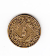 ALLEMAGNE, WEIMAR, KM 39, XF, 1936J, 5 P. (B319) - 5 Renten- & 5 Reichspfennig