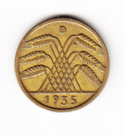 ALLEMAGNE, WEIMAR, KM 40, XF, 1935D, 10 P. (B322) - 10 Rentenpfennig & 10 Reichspfennig