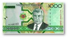 TURKMENISTAN - 1000 MANAT - 2005 - Pick 20 - UNC. - Serie AA - 2 Scans - 1.000 - Turkménistan