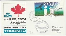 Amsterdam Toronto 1974 - KLM -  1er Vol Inaugural Flight Erstflug Primo Volo - - Erst- U. Sonderflugbriefe