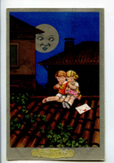 C 19239   -   Castelli  -  Petit Couple  -  Amour Au Clair De Lune Sur Les Toits  - Litho, Art Nouveau - Castelli