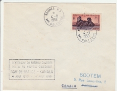 Nouméa 1959 - Lettre Avec Griffe Centenaire Courrier De Port-de-France à Kanala - Briefe U. Dokumente