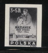 POLAND 1946 MAJDANEK BLACK PRINT IN MEMORY OF HOLOCAUST VICTIMS IN WW2 NAZI GERMANY DEATH CAMP MNH Judaica Jews - Cinderellas