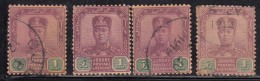 1c Shades Used Johore, 1910 Multi Rosettes, Malaya 1912 - Johore