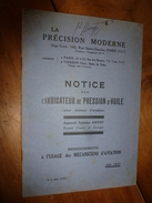 1937 Notice Indicateur De Pression D'huile AMYOT Sur Moteur D'avion, à L'usage Des Mécaniciens De L'aviation - Flugzeuge