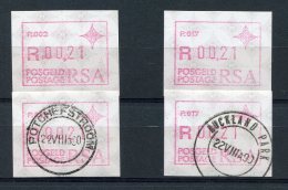 1990 South Africa Frama P002 + P017 Potchefstroom, Auckland Park Covers (2) Mint & Used - Automatenmarken (Frama)