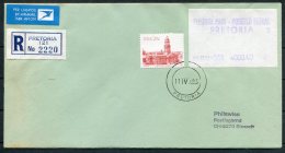 1983 South Africa Automatenmarke 2 X Postage Prepaid / Posgeld Betaal Pretoria Airmail Covers (1 Registered) - Frama Labels