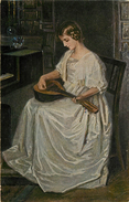 Arts - Peintures & Tableaux - Femmes - Femme - Dänische Kunst - Britta Barnekov - Musique Et Instruments - Mandoline - Paintings