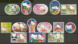 Japanese Sanrio Characters "Hello Kitty", 14 Beaux Timbres Oblitérés Du JAPON - Bandes Dessinées