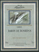 étiquette Vin Baron De Bonrepos 1991  Vin De Pays D'oc - Vin De Pays D'Oc