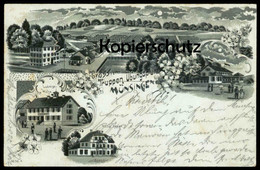 ALTE LITHO POSTKARTE GRUSS VOM TRUPPENÜBUNGSPLATZ MÜNSINGEN 1898 HOTEL FEZER TRUPPEN ÜBUNGSPLATZ Ansichtskarte Postcard - Münsingen