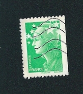 N° 4412  Marianne De Lamouche Sans Valeur Vert Variété Oblitéré 3 Cotés  France Oblitéré 2009 Légèrement Abimé En Haut à - Used Stamps