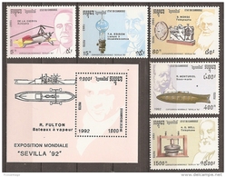 SEVILLA'92 - CAMBOYA 1992 - Yvert #1061/65+H92 - MNH ** - 1992 – Siviglia (Spagna)