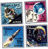 Manama 1966, Overprinted 4 Stamps Space Compl.set MNH Superb, Early Issue, Nice Topical Space Set-SKRILL PAY ONLY - Manama