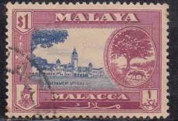 $1 Used Malacca 1960, Malaysia / Malaya /, Government Office, Monument - Malacca