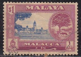 $1 Used Malacca 1960, Malaysia / Malaya /, Government Office, Monument - Malacca