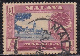 $1 Used Malacca 1960, Malaysia / Malaya /, Government Office, Monument - Malacca