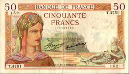 FRANCE 50 FRANCS CERES Du 16-7-1936 Pick 81  F 17/28 - 50 F 1934-1940 ''Cérès''