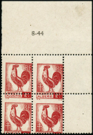 N°220 2F Rouge, Bloc De 4 Superbe Variété De Piquage - TB - Sonstige & Ohne Zuordnung