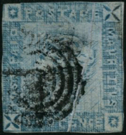 N°8B 2p Bleu, Gravure Usée, Standard - B - Mauritius (...-1967)