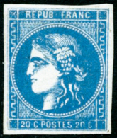 N°46B 20c Bleu R2, Type III - TB - 1870 Ausgabe Bordeaux