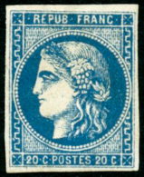 N°46B 20c Bleu R2, Type III, Signé JF Brun - TB - 1870 Ausgabe Bordeaux