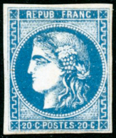 N°46B 20c Bleu R2, Type III - B - 1870 Ausgabe Bordeaux