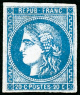 N°46B 20c Bleu R2, Type III - TB - 1870 Ausgabe Bordeaux
