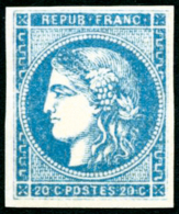 N°45A 20c Bleu R1, Type II - TB - 1870 Ausgabe Bordeaux