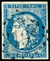 N°44B 20c Bleu R2, Type I - TB - 1870 Ausgabe Bordeaux