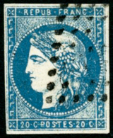 N°44B 20c Bleu R2, Type I - TB - 1870 Ausgabe Bordeaux