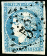 N°44A 20c Bleu R1, Type I, Signé Brun - TB - 1870 Ausgabe Bordeaux