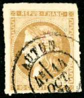 N°43A 10c Bistre R1, Percé En Lignes Obl Càd - TB - 1870 Ausgabe Bordeaux