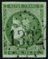 N°42Ba 5c Vert-jaune Foncé R2 - TB - 1870 Ausgabe Bordeaux