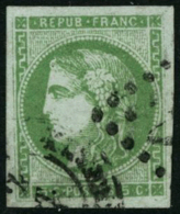 N°42B 5c Vert-jaune R2 - TB - 1870 Ausgabe Bordeaux