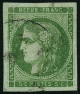 N°42B 5c Vert-jaune R2 - TB - 1870 Ausgabe Bordeaux